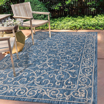 Charleston Vintage Filigree Textured Weave Indoor/outdoor Area Rug